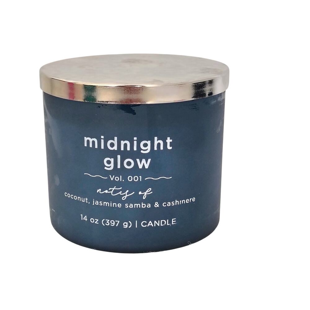 Kirklands Home Midnight Glow Scent Candle Large Jar 14 oz. 3 Wick NEW Coconut
